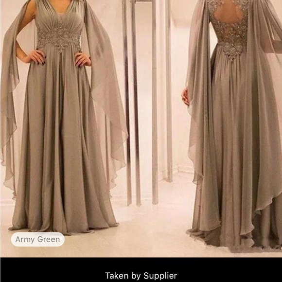 Long Cape Sleeve Formal Dress Plus size 18 Mother of the Bride Dresses Lace Back - Picture 1 of 6